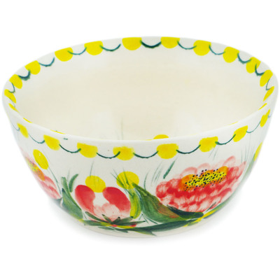 Polish Pottery Bowl 5&quot; Sunshine Poppy UNIKAT