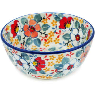 Polish Pottery Bowl 5&quot; Sweet Floral Bliss UNIKAT