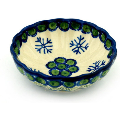 Polish Pottery Bowl 5&quot; Sweet Pea Snowflake