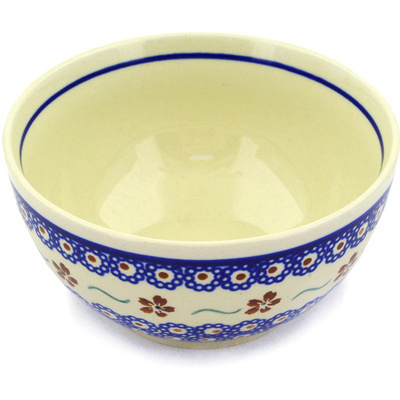 Polish Pottery Bowl 5&quot; Sweet Red Flower