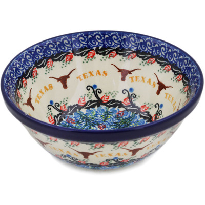 Polish Pottery Bowl 5&quot; Texas Feast UNIKAT