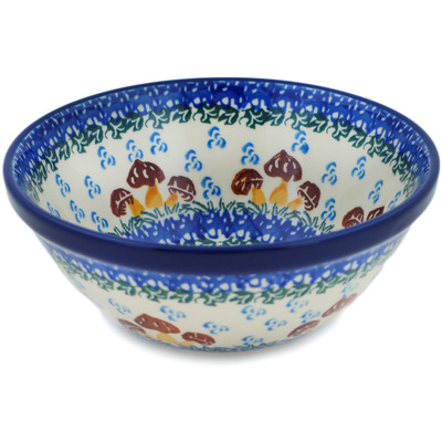 Polish Pottery Bowl 5&quot; Toadstool Mushroom Trio