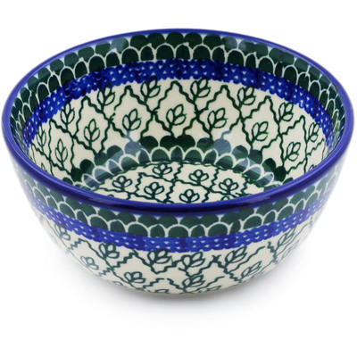 Polish Pottery Bowl 5&quot; Trellis Leaves