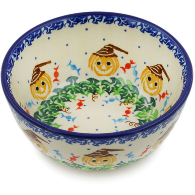 Polish Pottery Bowl 5&quot; Trick Or Treat