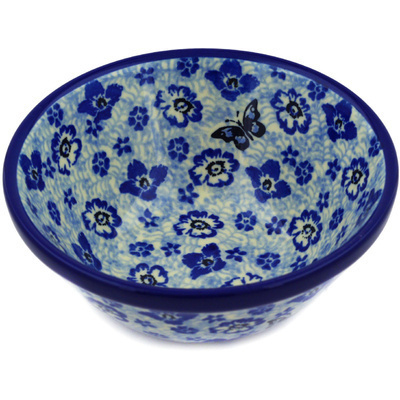 Polish Pottery Bowl 5&quot; True Blue Calico
