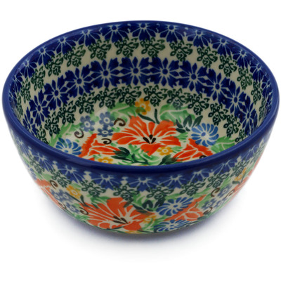 Polish Pottery Bowl 5&quot; Trumpet Garden UNIKAT