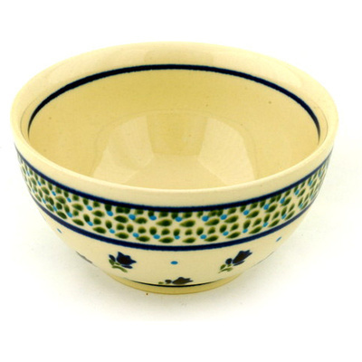 Polish Pottery Bowl 5&quot; Violet Tulips