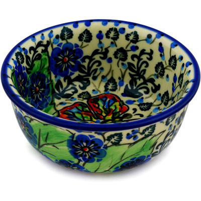 Polish Pottery Bowl 5&quot; Watercolor Butterfly UNIKAT
