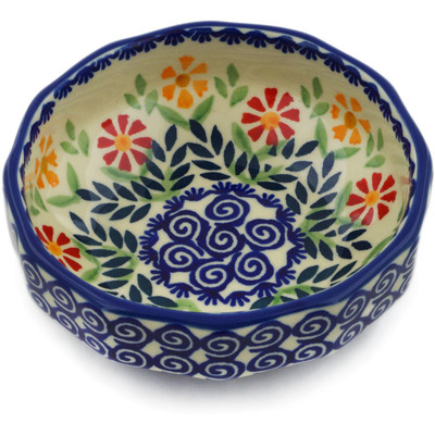 Polish Pottery Bowl 5&quot; Wave Of Flowers