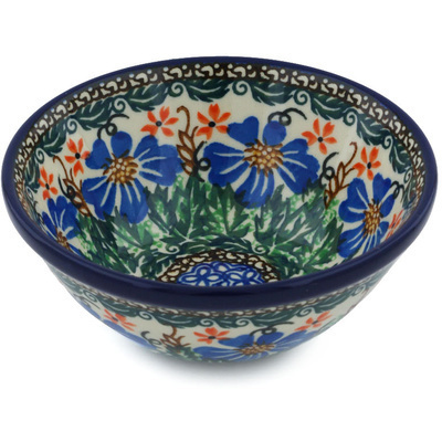 Polish Pottery Bowl 5&quot; Wheat Flowers UNIKAT