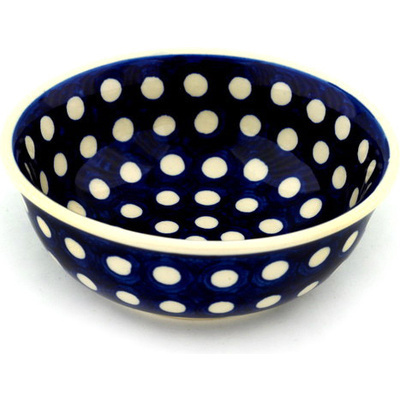 Polish Pottery Bowl 5" White Dot