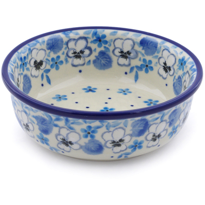 Polish Pottery Bowl 5&quot; White Pansy