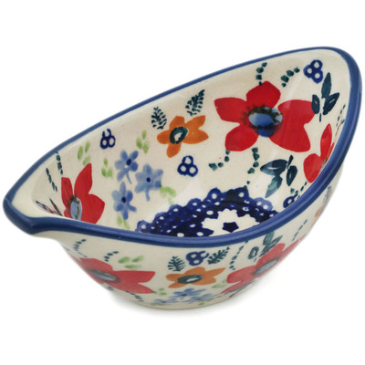Polish Pottery Bowl 5&quot; Wild Flower Bloom UNIKAT