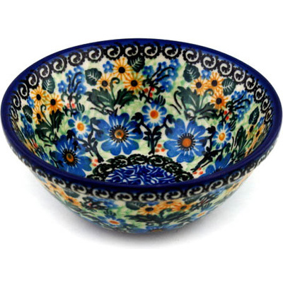 Polish Pottery Bowl 5&quot; Wildflower Bouquet UNIKAT