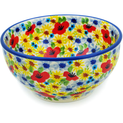 Polish Pottery Bowl 5&quot; Winter To Spring UNIKAT