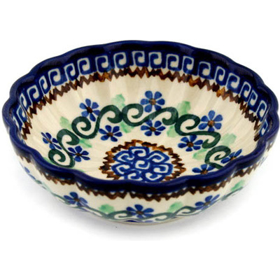 Polish Pottery Bowl 5&quot; Woven Pansies