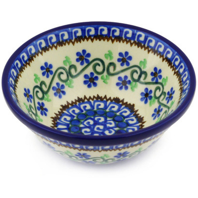 Polish Pottery Bowl 5&quot; Woven Pansies