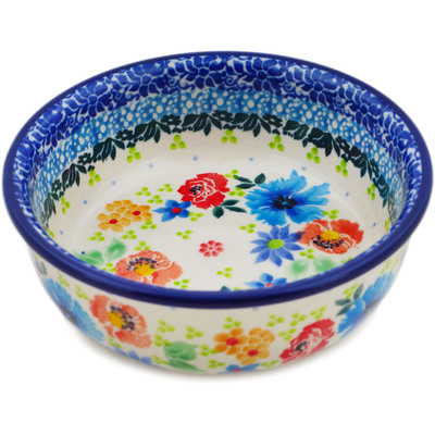 Polish Pottery Bowl 5&quot; Wreath Of Life UNIKAT