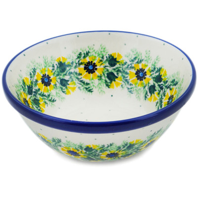 Polish Pottery Bowl 5&quot; Yellow Bridge