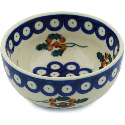 Polish Pottery Bowl 5&quot; Yellow Holly Berries