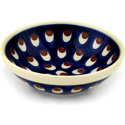 Polish Pottery Bowl 6&quot; American Peacock
