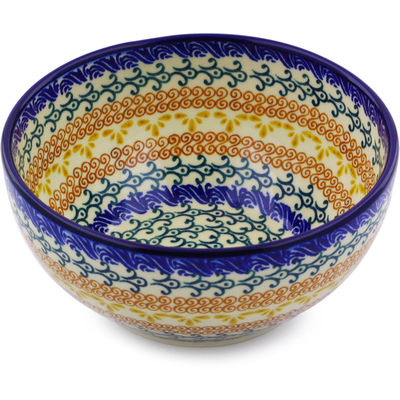 Polish Pottery Bowl 6&quot; Autumn Swirls