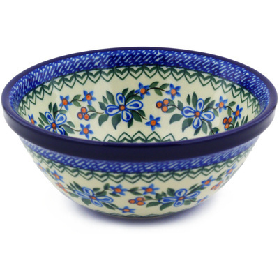 Polish Pottery Bowl 6&quot; Azure Blooms
