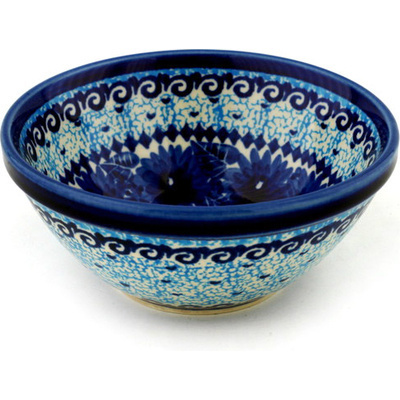 Polish Pottery Bowl 6&quot; Azure Sea UNIKAT