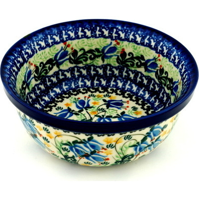 Polish Pottery Bowl 6&quot; Bell Flower Delight UNIKAT