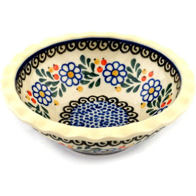 Polish Pottery Bowl 6&quot; Berries And Daisies