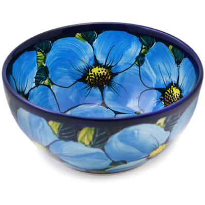Polish Pottery Bowl 6&quot; Big Blue UNIKAT