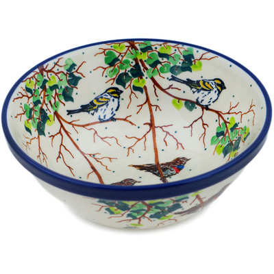 Polish Pottery Bowl 6&quot; Birds Of A Feather UNIKAT