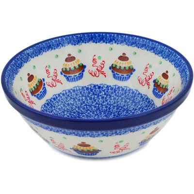 Polish Pottery Bowl 6&quot; Birthday Cupcakes