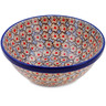 Polish Pottery Bowl 6&quot; Black Daisies UNIKAT