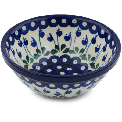 Polish Pottery Bowl 6&quot; Bleeding Heart Peacock