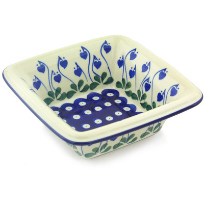 Polish Pottery Bowl 6&quot; Bleeding Heart Peacock