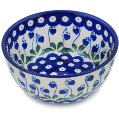 Polish Pottery Bowl 6&quot; Bleeding Heart Peacock