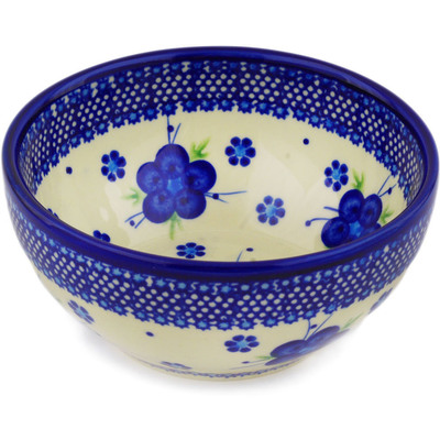 Polish Pottery Bowl 6&quot; Bleu-belle Fleur
