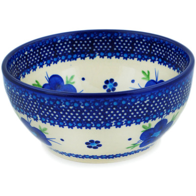 Polish Pottery Bowl 6&quot; Bleu-belle Fleur