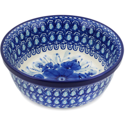 Polish Pottery Bowl 6&quot; Bleu Boquet UNIKAT