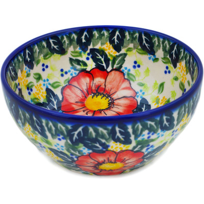Polish Pottery Bowl 6&quot; Bloom Tales