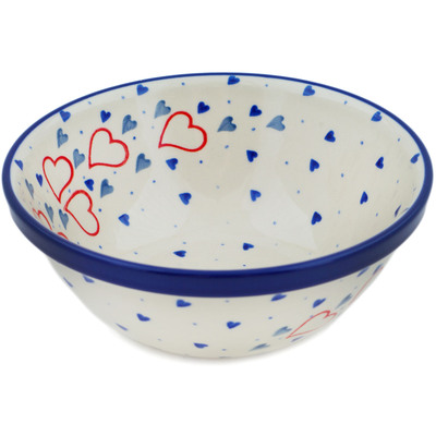 Polish Pottery Bowl 6&quot; Blooming Hearts
