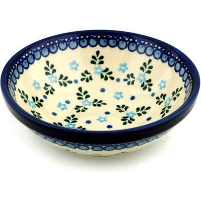 Polish Pottery Bowl 6&quot; Blue Alysum Patch