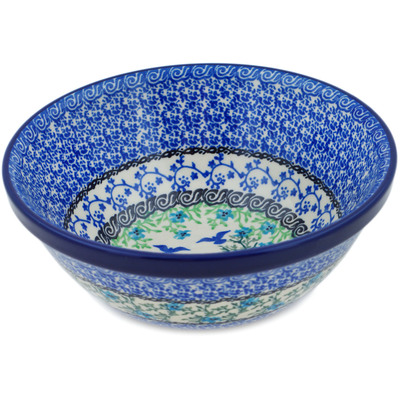Polish Pottery Bowl 6&quot; Blue Bird Flying UNIKAT