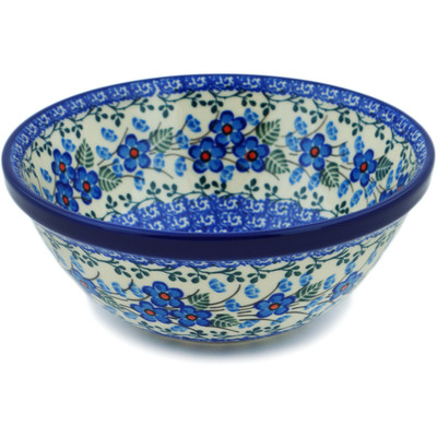 Polish Pottery Bowl 6&quot; Blue Blossom