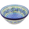 Polish Pottery Bowl 6&quot; Blue Bouquet UNIKAT