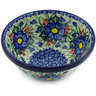 Polish Pottery Bowl 6&quot; Blue Bud Delight UNIKAT