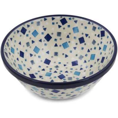 Polish Pottery Bowl 6&quot; Blue Celebration
