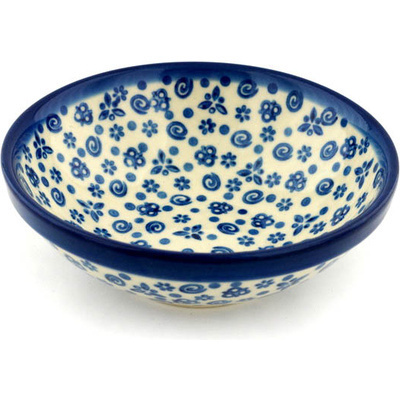 Polish Pottery Bowl 6&quot; Blue Confetti