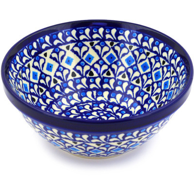 Polish Pottery Bowl 6&quot; Blue Diamond Dream